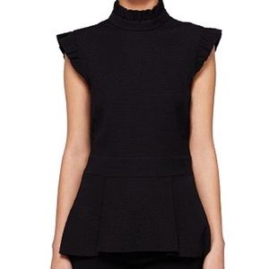 Ted Baker London, Black Peplum Top, Size 0